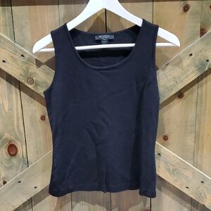 St. John Caviar Elegant Black Tank Top Wool Blend Stretch Classy Quality